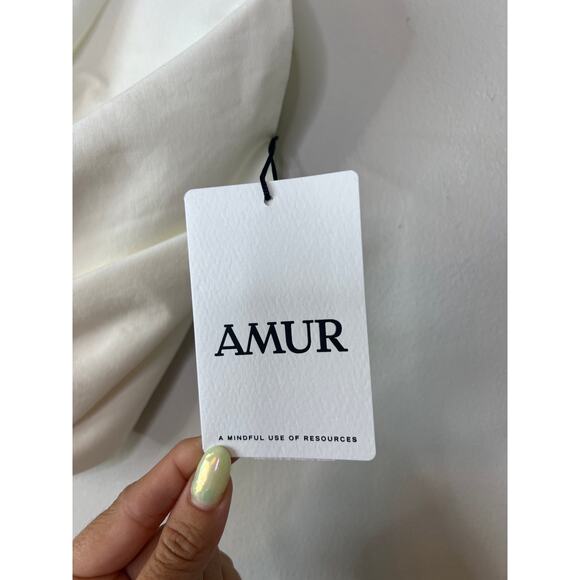 NWT Amur Declan Ruffle Bustier One Shoulder Ivory Cropped Top - Picture 5 of 11